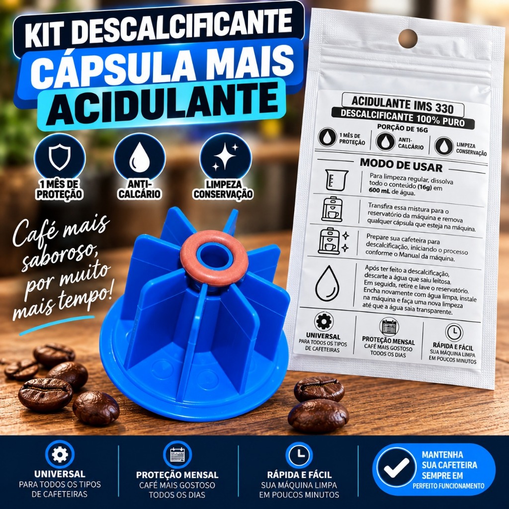 Kit Retrolavagem compatível Três Corações + Sachê Descalcificante