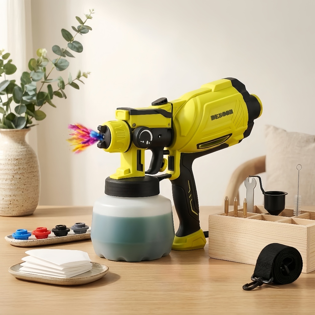 Pistola De Pintura 1600W Profissional Elétrica Pulverizadora 1200ML 4 Bicos 3 Regulações Desoon