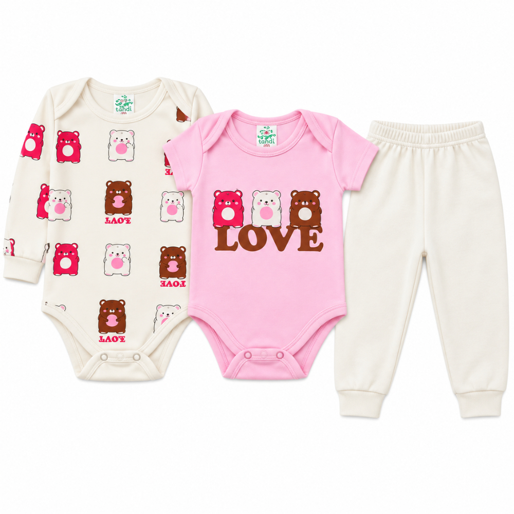 Kit Body Bebê Menina 6, 9, e 12 Peças Body Manga Curta Manga Longa Calça Mijão Algodão Enxoval Bebê