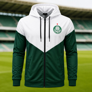 Jaqueta Corta Vento Palmeiras Masculina Corta Vento Esportiva com Capuz e Zíper Blusa Verdão Futebol