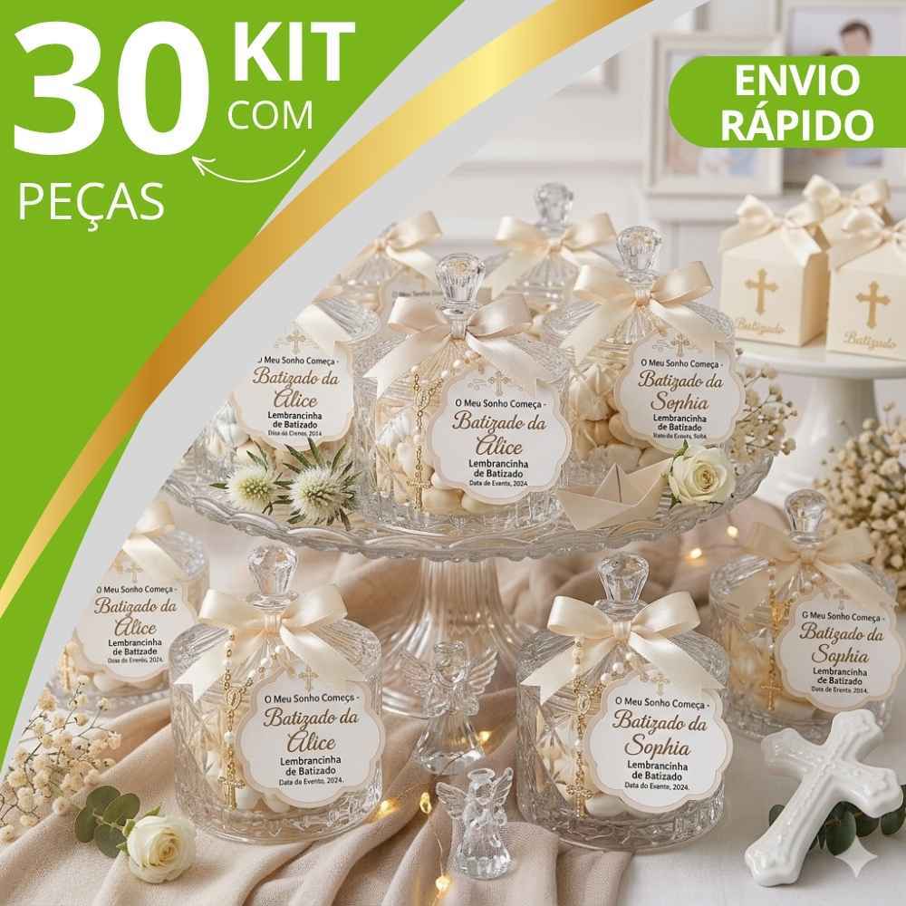 Kit 30/20/15/10 Bomboniere Potiche Vidro Canelado Casamento Batizado Lembrancinha Aniversario Vela