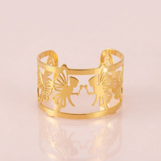 Bracelete Pulseira Ajustável Fada Borboleta Menina Mulher Folheado