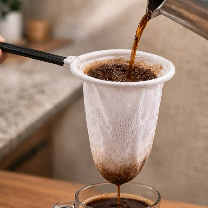 Kit Coador de Café Leite Chá Grande Algodão Cabo Plástico Utilidade Cozinha Reutilizável