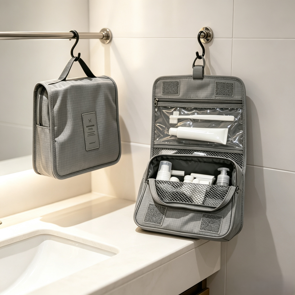 Imagem Bolsa Necessaire Organizadora de Mala Higiene Pessoal p Viagem Divisórias ViagemdeNegócios Portátil Necessaire Maquiagem