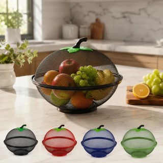 Fruteira Telada Com Tampa Protetora Anti Mosquito Ventilada Aço Em Formato De Fruta