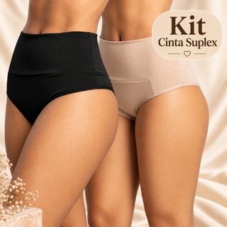Kit 3 Cintas Suplex Cintura Alta Cós Duplo Alta Compressão Reduz Medidas Calcinha Cinta Pós Parto Não enrola