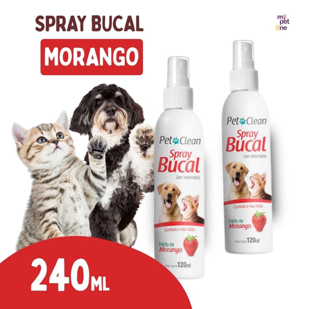 Kit 2 Spray Bucal Pet Clean Morango - 120ml