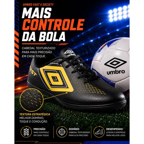 Chuteira Society Umbro Fast II Original Chuteira Futebol de Society Campo Sintético Confortável · foto 2