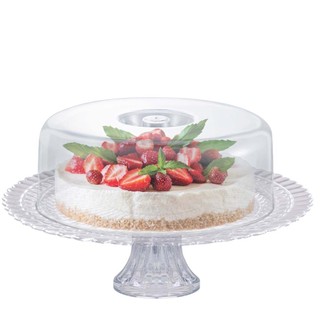 Boleira de Vidro Com Pé e Tampa Acrílica Gourmet Suporte Para Bolo Doces e Sobremesas - Ruvolo
