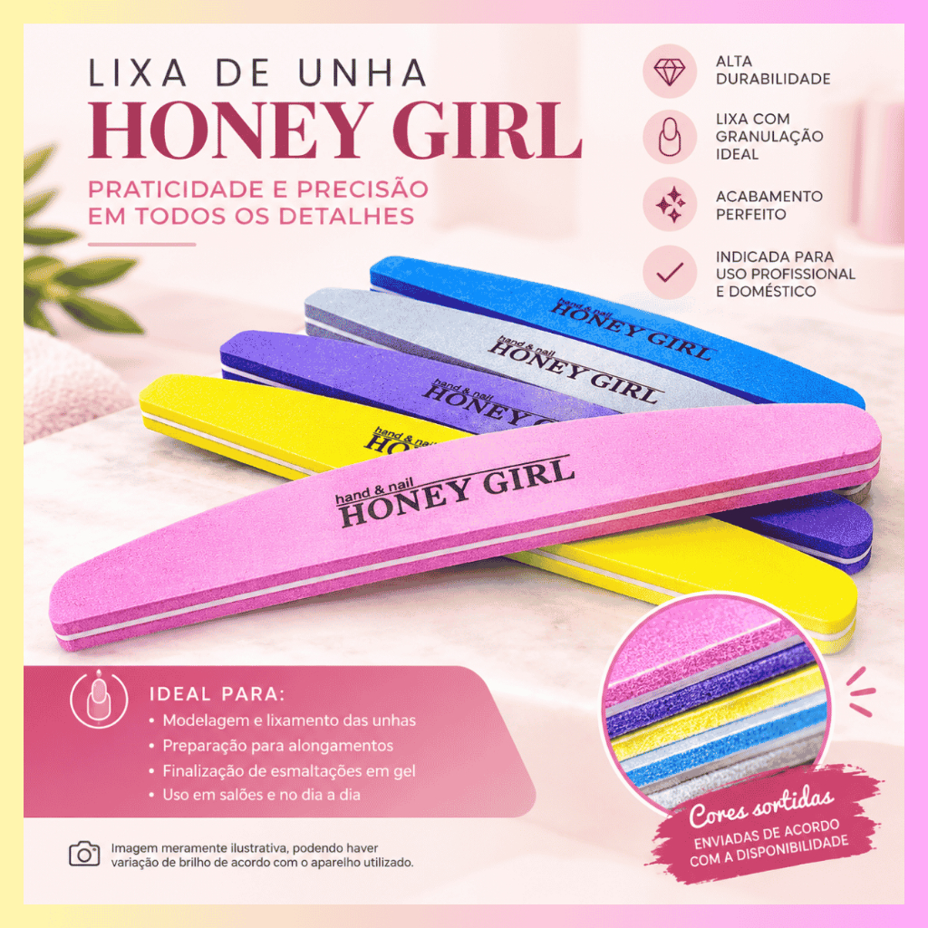 Lixas Buffer Polidora Color Boomerang Honey Girl 10 UNIDADES+ MIMO