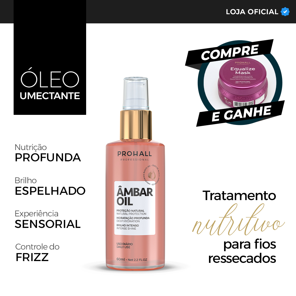 Óleo Capilar Âmbar Oil + Mini Máscara Equalize | Nutrição, Brilho e Reparação