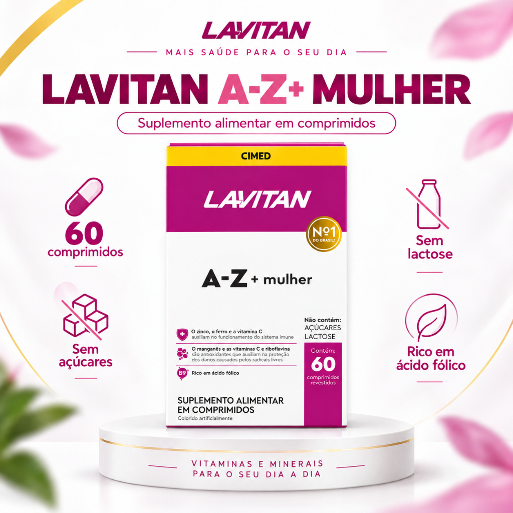 Lavitan A-Z Mulher 60 Comprimidos Multivitamínico Vitaminas e Minerais Cimed