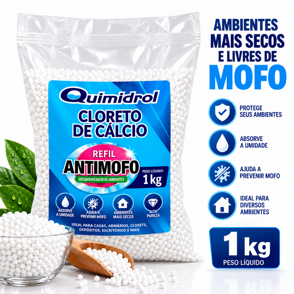 Cloreto de Cálcio Anti Mofo Desumidificador Refil 1kg Quimidrol
