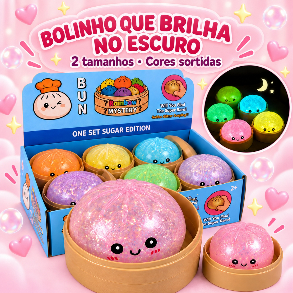 squishy Bolinho Baozi Glitter Caixa Misteriosa Brinquedo 8.5cm/5.5cm Bolinhos Brinquedo De Apertar Sensorial