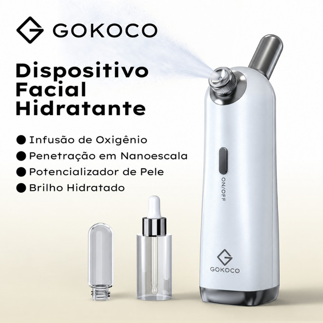 GOKOCO Pulverizador Nano Facial Portátil Névoa UItrafina Para Skincare e Maquiagem USB-C