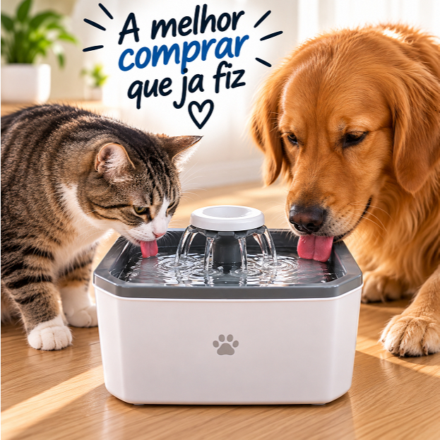 Fonte Bebedouro Automático Pet 2 Litros Silencioso com LED para Gatos e Cachorros