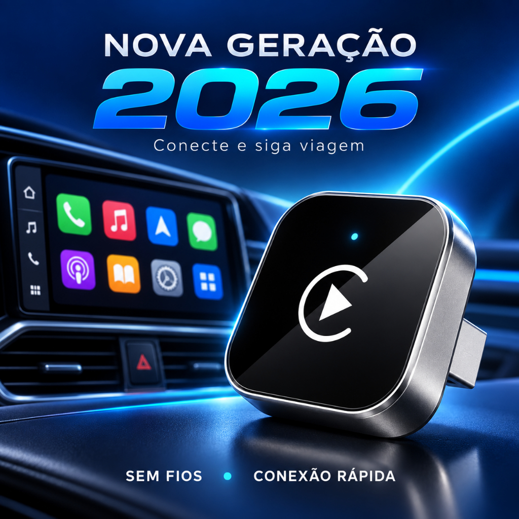 Adaptador CarPlay Sem Fio 2026 2 em 1 Android Auto Wireless USB-A com Adaptador USB-C
