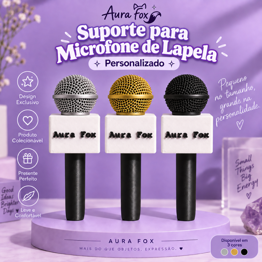 Suporte Mini Microfone para Microfone de Lapela – Gravação de Vídeos TikTok Reels Entrevistas