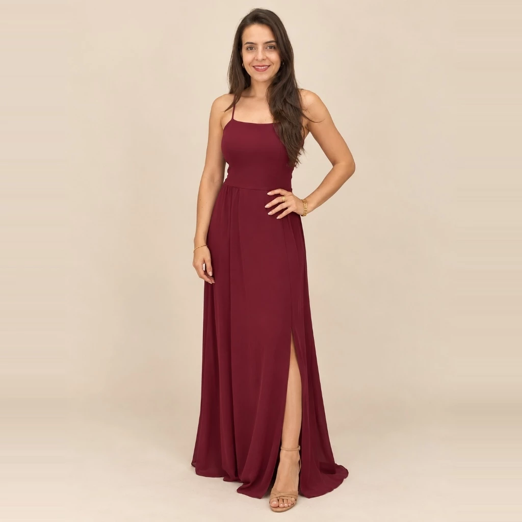 Vestido Longo Feminino Duna com Fenda Amarração nas Costas Elegante Festa Casamento Madrinha Formatura Reveillon Verao — imagem 1
