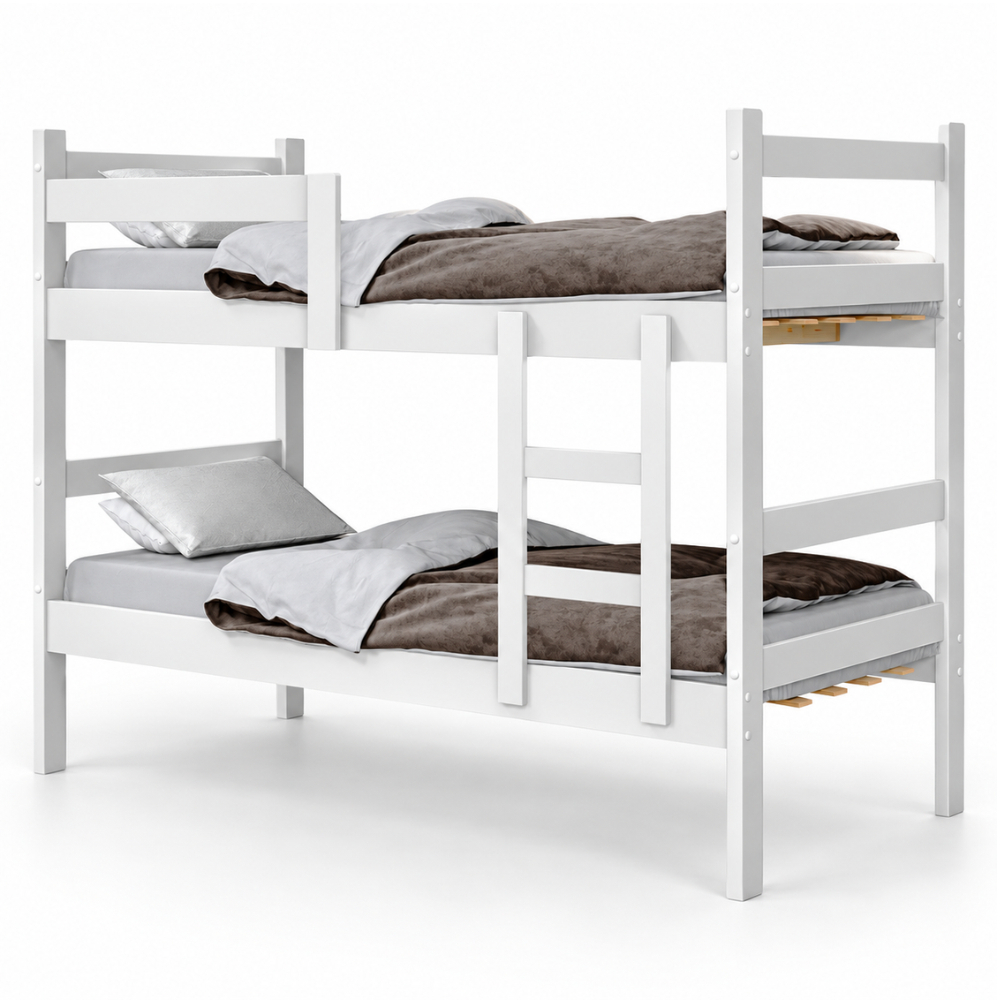 Beliche Porto Solteiro 100% MDF Com Escada e Grade de Proteção Resistente Compacta Multifuncional Vira Cama Solteiro- AV