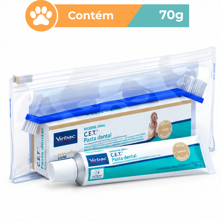 Kit Saúde Oral Virbac CET Pasta + Necessaire + Escova