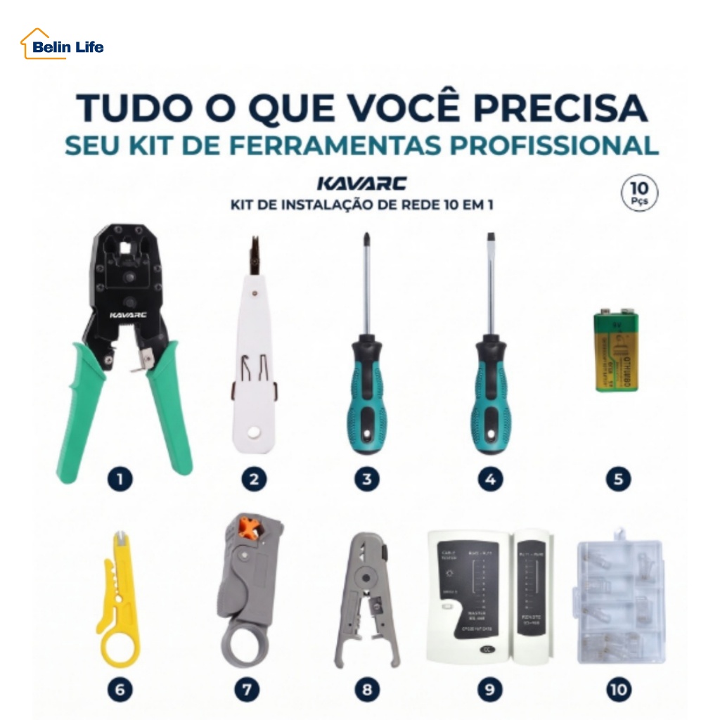 Kit Ferramentas De Rede Crimpagem E Testador RJ45 RJ11 RWS Profissional Com Estojo Luatek LWJ-313