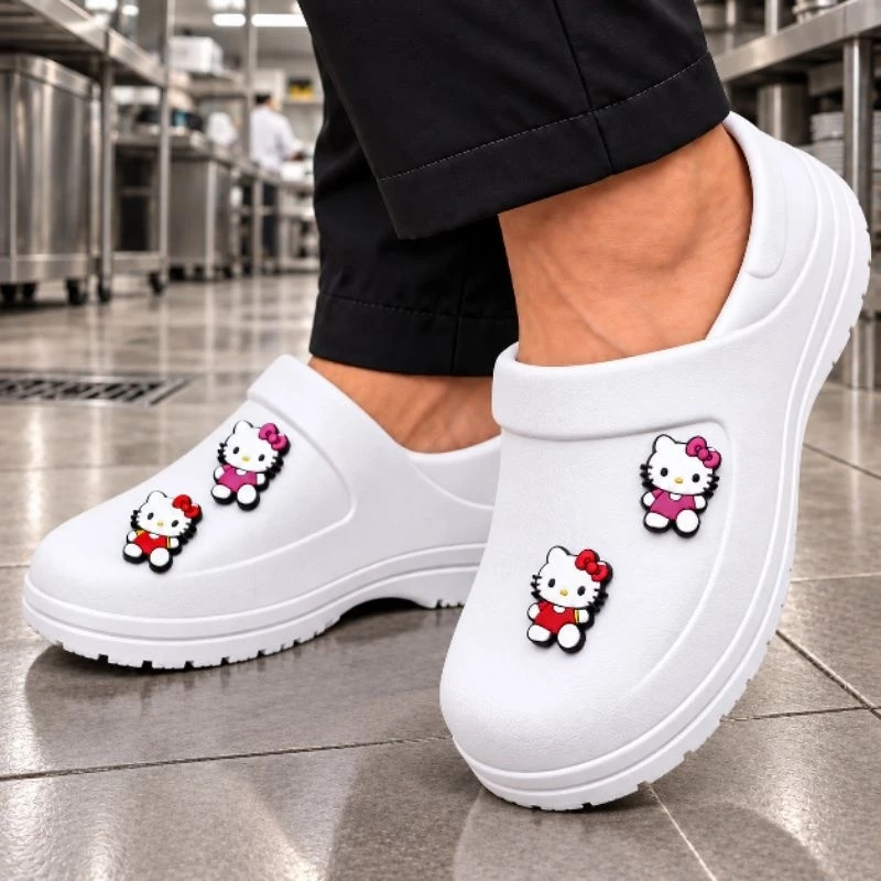 Sapato Eva Proteção EPI Yvate Profissional Serviço Geral Cozinha limpeza Enfermagem Antiderrapante (Nr-32 Hello kitty) — imagem 1
