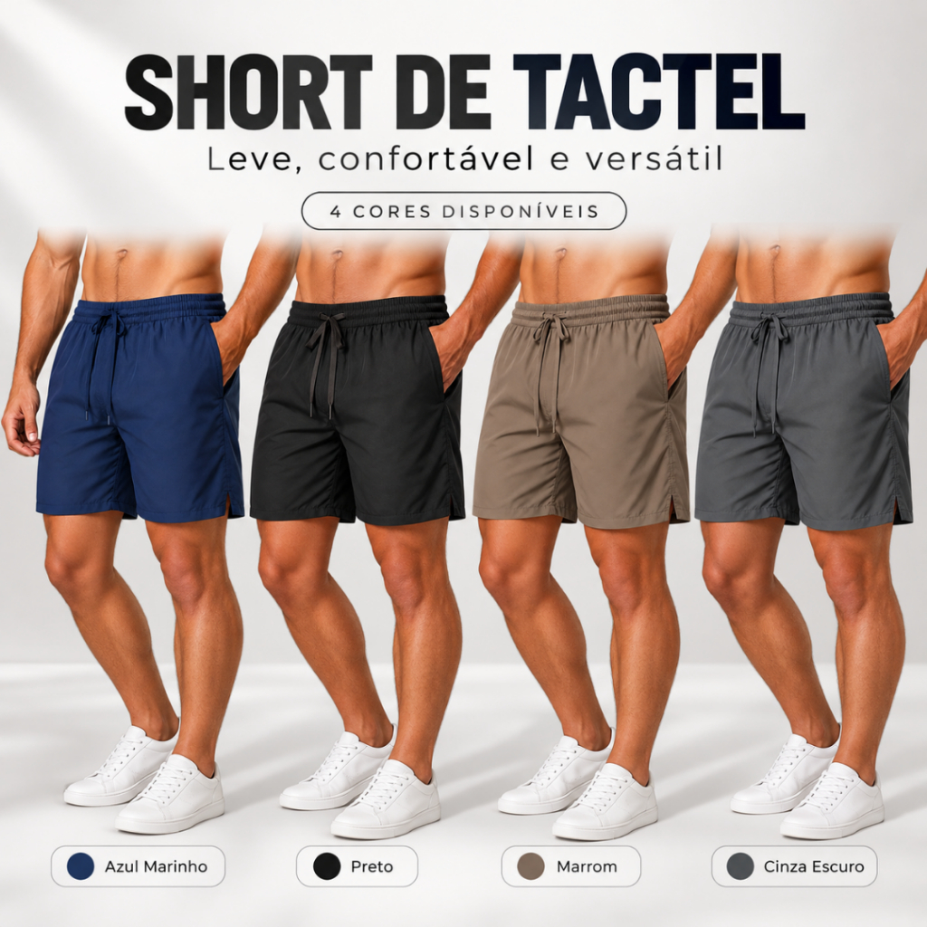 Short Tactel Masculino 95% Poliéster 5% Elastano Básico Bermuda Praia Piscina Academia P ao EGG