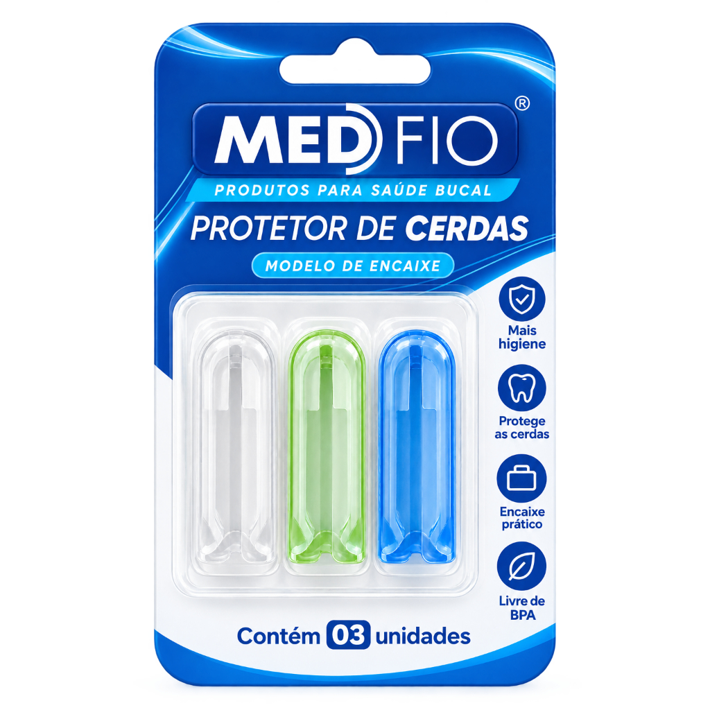 Protetor De Cerdas De Escova De Dentes Medfio 3 Unidades Saúde Bucal