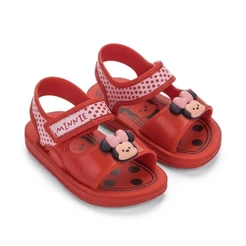 Sandália Papete Infantil Menina Grendene Kids Minnie Vermelha com Velcro