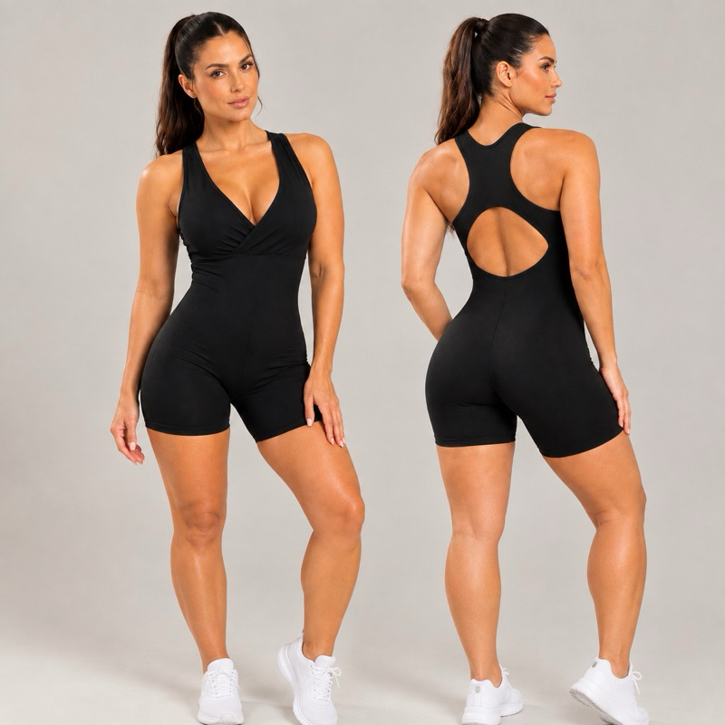 Macaquinho Fitness Feminino Suplex Curto Academia Alta Compressão Zero Transparência Modelador