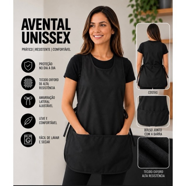 AVENTAL BATA UNIFORME TRABALHO FAXINA COZINHA ESCOLA MANICURE OXFORD