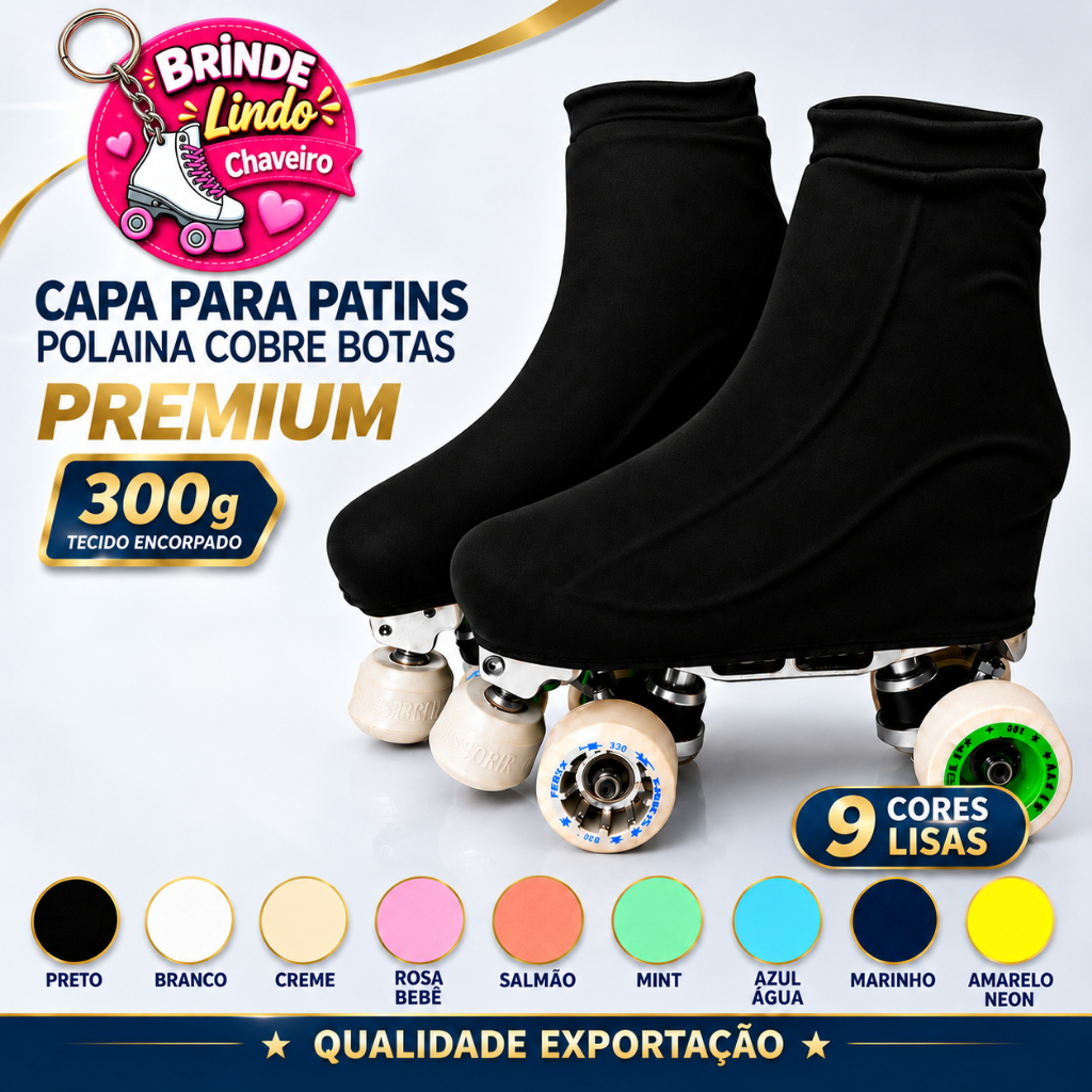 Capa Para Patins Polaina Cobre Botas Premium 300g Cores Lisas Patinashow
