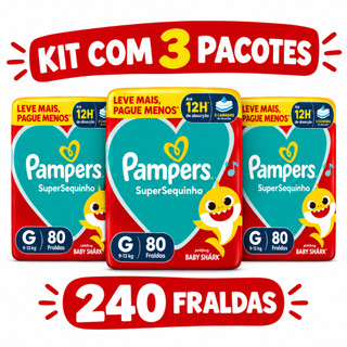 Pampers G SuperSequinho – Kit 3 Pacotes 240 Fraldas