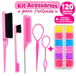 Kit Penteado Acessórios Cabelo Infantil Pente E Elástico