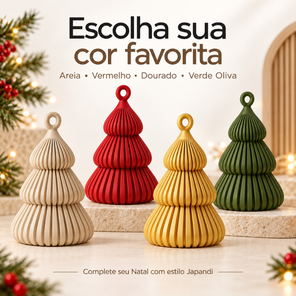 Kit 4 Enfeites Minimalistas Premium para Árvore de Natal Japandi