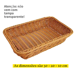Cesta de Vime com Tampa Acrílica - Design Rústico e Tampa Transparente, Marrom 35x25x15cm