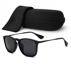 Óculos de Sol Quadrado UV400 Masculino Premium Feminino Metal Preto Proteção Acetato Polarizado
