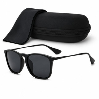 Óculos de Sol Quadrado UV400 Masculino Premium Feminino Metal Preto Proteção Acetato Polarizado