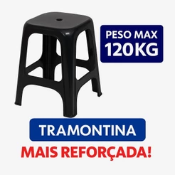 Kit 4 Banquetas Banco Plástico Tramontina 120 Kg Resistente Bar Casa Cozinha Básica Pretas Banquinho