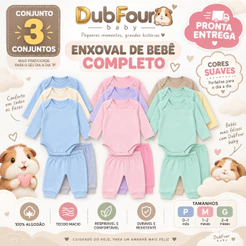 Kit 6 Peças Conjunto Body Manga Longa E Calça Mijão De Bebê Menino Menina enxoval