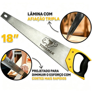 Serrote Profissional 18" para Madeira ONEX Aço Carbono Cabo Ergonômico Afiação Tripla 7TPI de Alto Desempenho