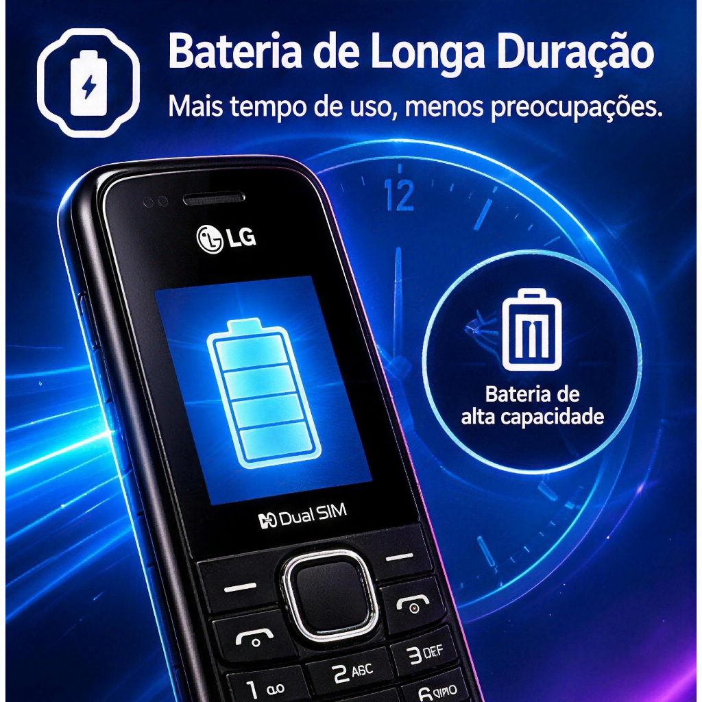 Bluetooth Celular Original LG B220 Simples Teclado Para Idoso Ou Áreas Rurais Dual SIM Telefone Com FM E Lanterna 2GGSM — imagem 2 de 2