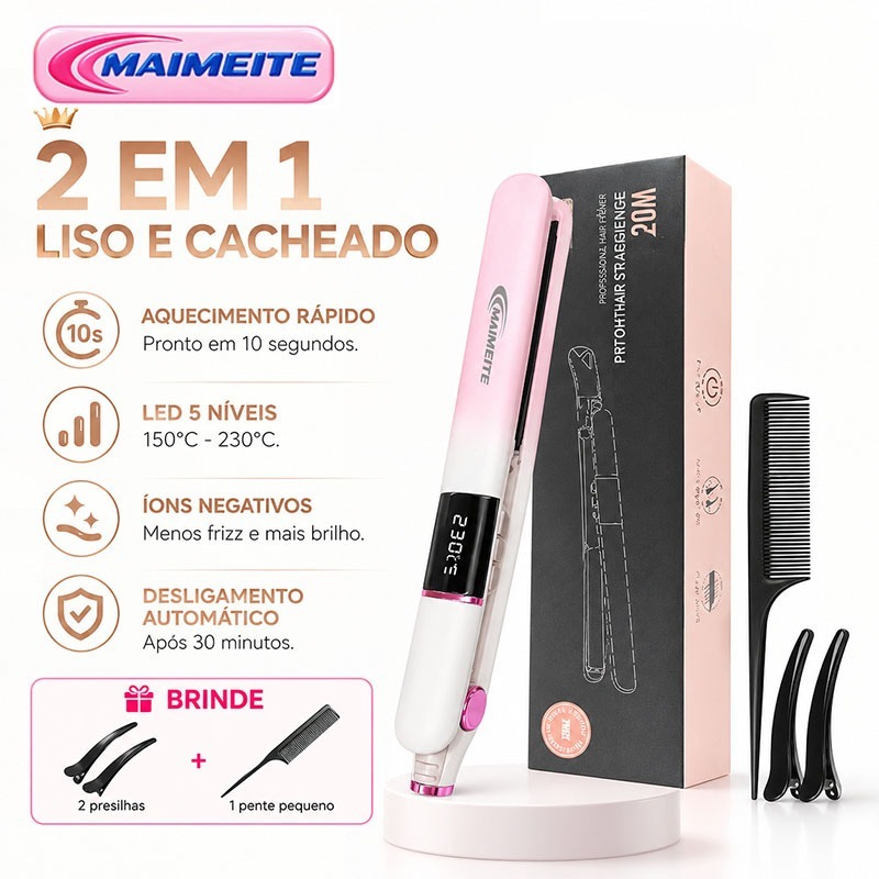 MAIMEITE Prancha alisadora de cabelo 2 em 1 com função de modelador de cachos S638