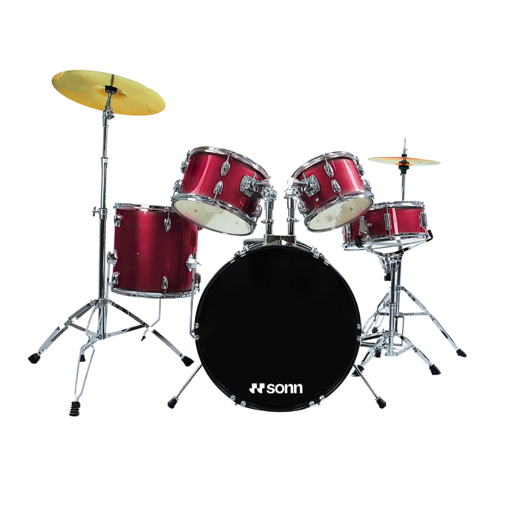 Imagem Bateria Acústica Completa Bumbo 20 Banqueta e par de baquetas Ferragem Cromada Chimbal Toms 10 12 Surdo 14 Caixa 14