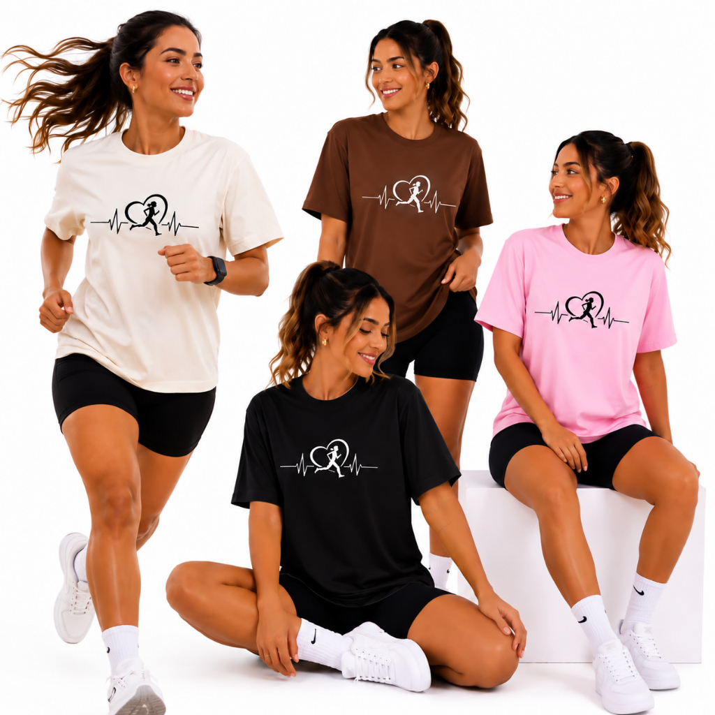 Camiseta Oversized Feminina Corrida Fitness Academia 100% Algodão T-Shirt Running Estampada Premium Treino Musculação
