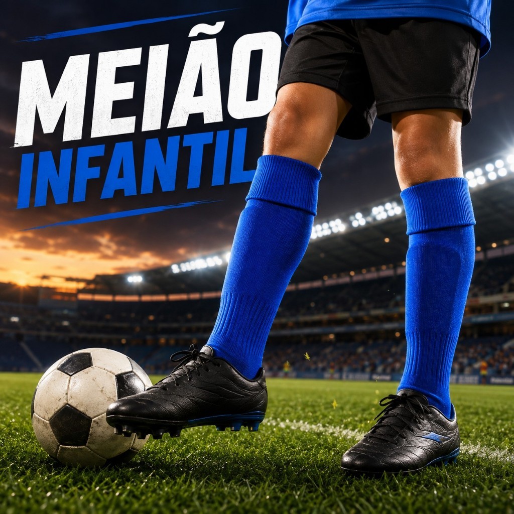 Kit 2 Meião Futebol Infantil Juvenil Cano Longo Treino Esportivo Meia Esportiva