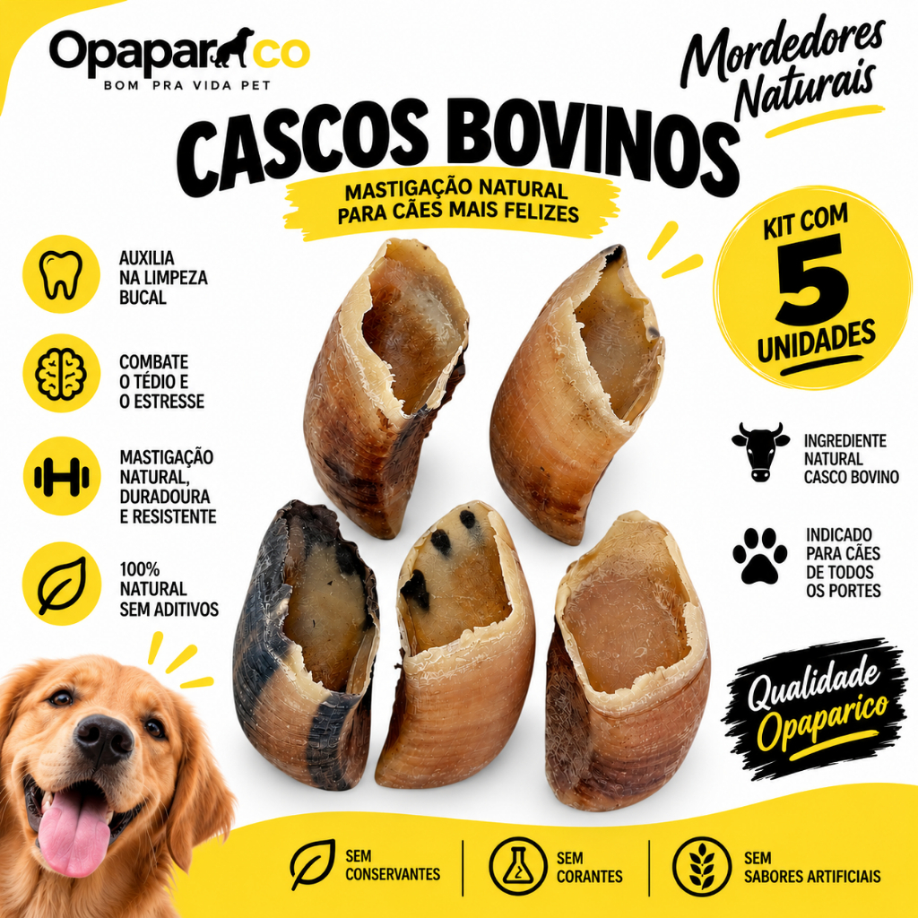 Mordedor Natural Artesanal Casco Bovino Opaparico - Kit de 5un