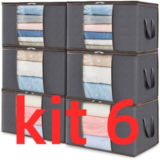 KIT 3/6 Sacos de Armazenamento | Organizador de Guarda-Roupa Roupas Viagem Anti Poeira Umidade Dobrável Multiuso