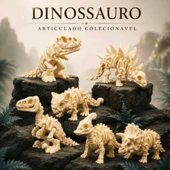 Esqueleto de Dinossauro Articulado 3D - Escolha T-Rex ou Outra Espécie